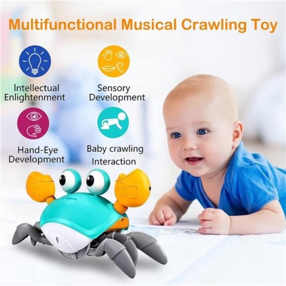 Crawling Crab Baby Toy,Tummy Time Baby Toys with Music and LED Light - Picture 2 of 5